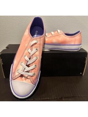 New Converse Youth Size 2.5 Coral/Purple/White